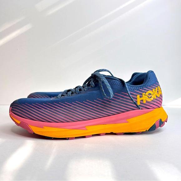 HOKA W Torrent 2 Blue Pink Gold Stripe  Running‎ Shoes Size 10 - Picture 11 of 12